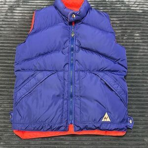 Camel Vinatge Down Reversible Blue/Orange Puffy Vest XS